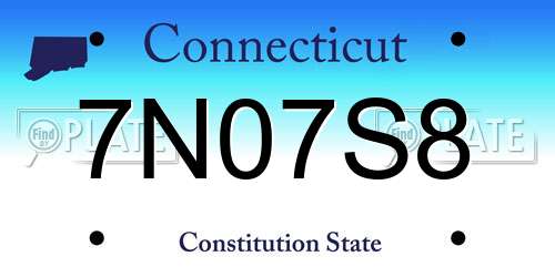 7N07S8 Connecticut License Plate
