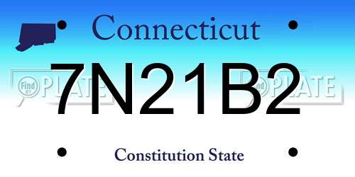 7N21B2 Connecticut License Plate