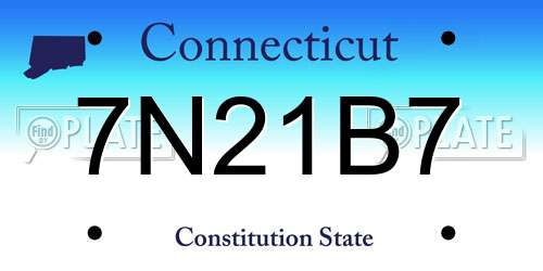 7N21B7 Connecticut License Plate