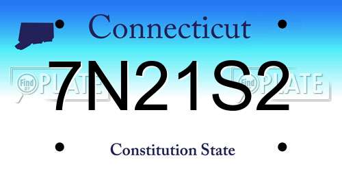 7N21S2 Connecticut License Plate