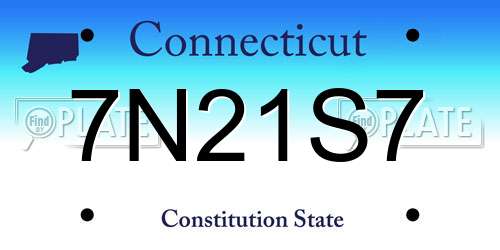 7N21S7 Connecticut License Plate