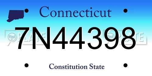 7N44398 Connecticut License Plate