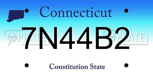 7N44B2 Connecticut License Plate