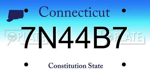 7N44B7 Connecticut License Plate