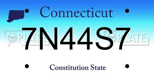 7N44S7 Connecticut License Plate