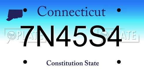 7N45S4 Connecticut License Plate