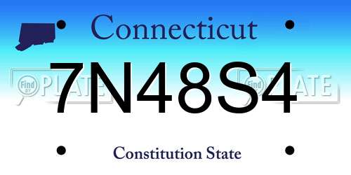 7N48S4 Connecticut License Plate