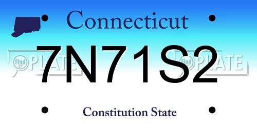 7N71S2 Connecticut License Plate
