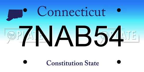 7NAB54 Connecticut License Plate