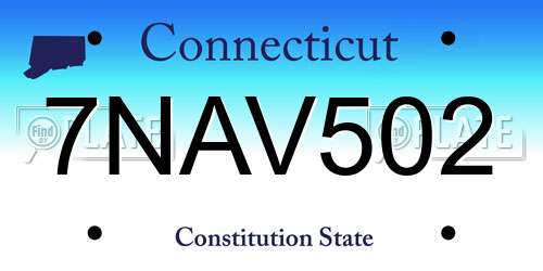 7NAV502 Connecticut License Plate
