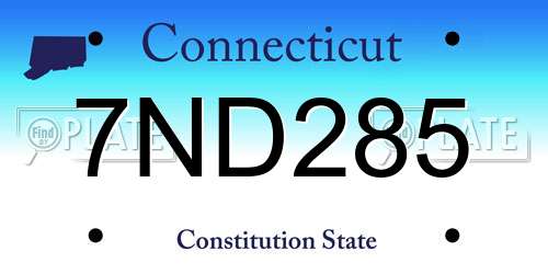 7ND285 Connecticut License Plate