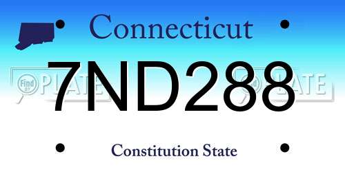 7ND288 Connecticut License Plate