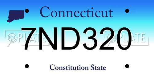 7ND320 Connecticut License Plate