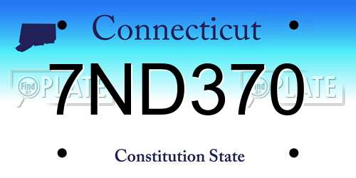 7ND370 Connecticut License Plate
