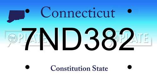 7ND382 Connecticut License Plate