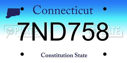 7ND758 Connecticut License Plate