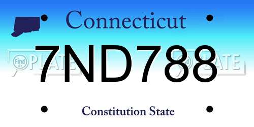 7ND788 Connecticut License Plate