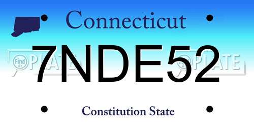 7NDE52 Connecticut License Plate