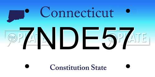 7NDE57 Connecticut License Plate