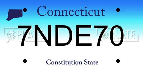 7NDE70 Connecticut License Plate