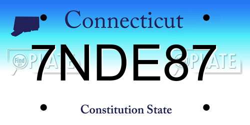 7NDE87 Connecticut License Plate