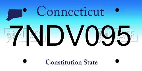7NDV095 Connecticut License Plate