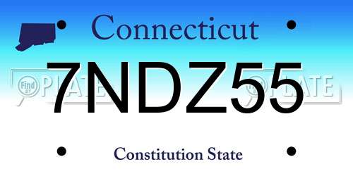 7NDZ55 Connecticut License Plate