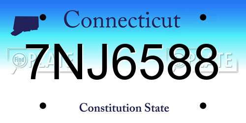 7NJ6588 Connecticut License Plate