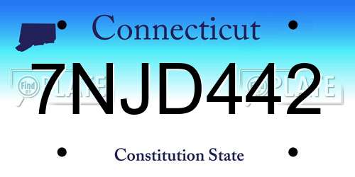 7NJD442 Connecticut License Plate