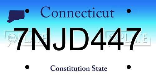 7NJD447 Connecticut License Plate