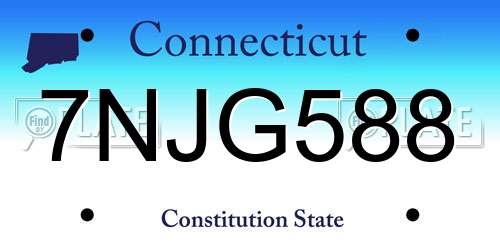 7NJG588 Connecticut License Plate