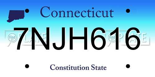 7NJH616 Connecticut License Plate