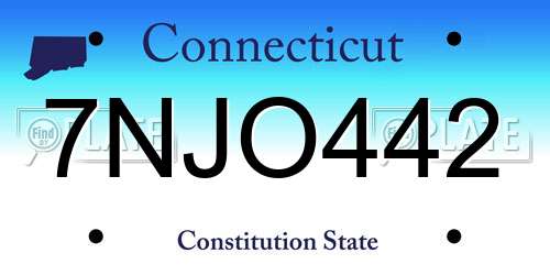 7NJO442 Connecticut License Plate