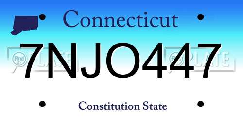 7NJO447 Connecticut License Plate