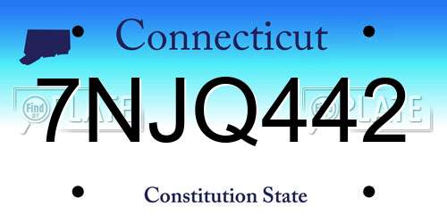 7NJQ442 Connecticut License Plate
