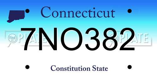 7NO382 Connecticut License Plate