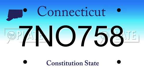 7NO758 Connecticut License Plate