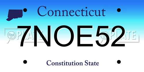7NOE52 Connecticut License Plate