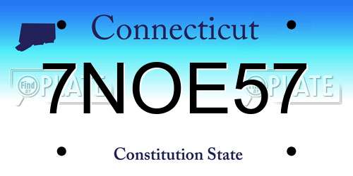 7NOE57 Connecticut License Plate