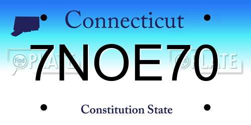 7NOE70 Connecticut License Plate