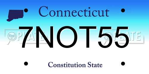 7NOT55 Connecticut License Plate
