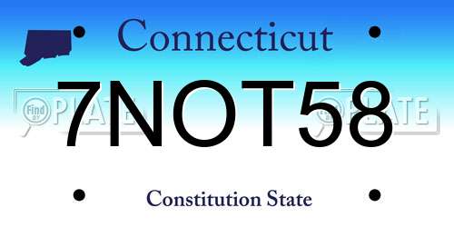 7NOT58 Connecticut License Plate
