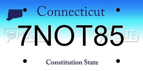 7NOT85 Connecticut License Plate