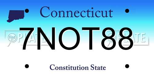 7NOT88 Connecticut License Plate