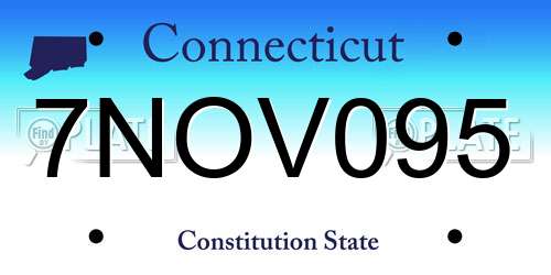 7NOV095 Connecticut License Plate