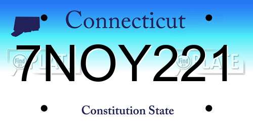 7NOY221 Connecticut License Plate