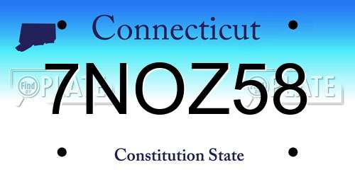 7NOZ58 Connecticut License Plate