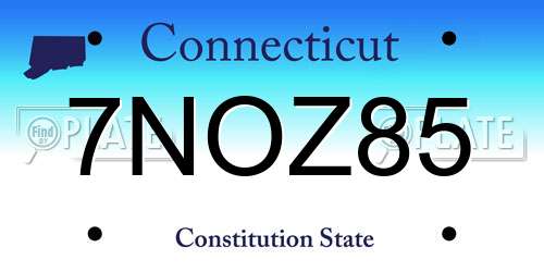7NOZ85 Connecticut License Plate