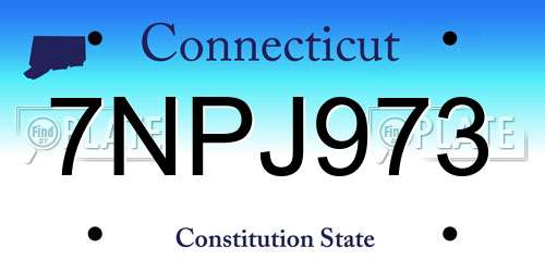 7NPJ973 Connecticut License Plate