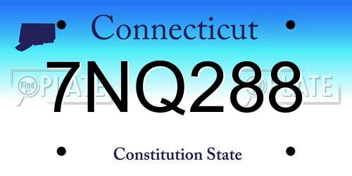 7NQ288 Connecticut License Plate